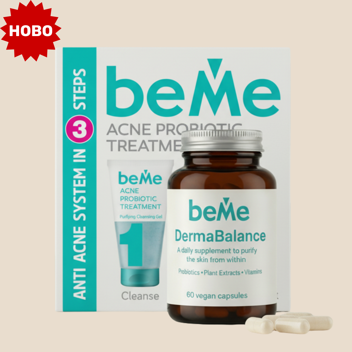 beMe Вътрешна и външна грижа за чиста кожа – DermaBalance + 3в1 рутина