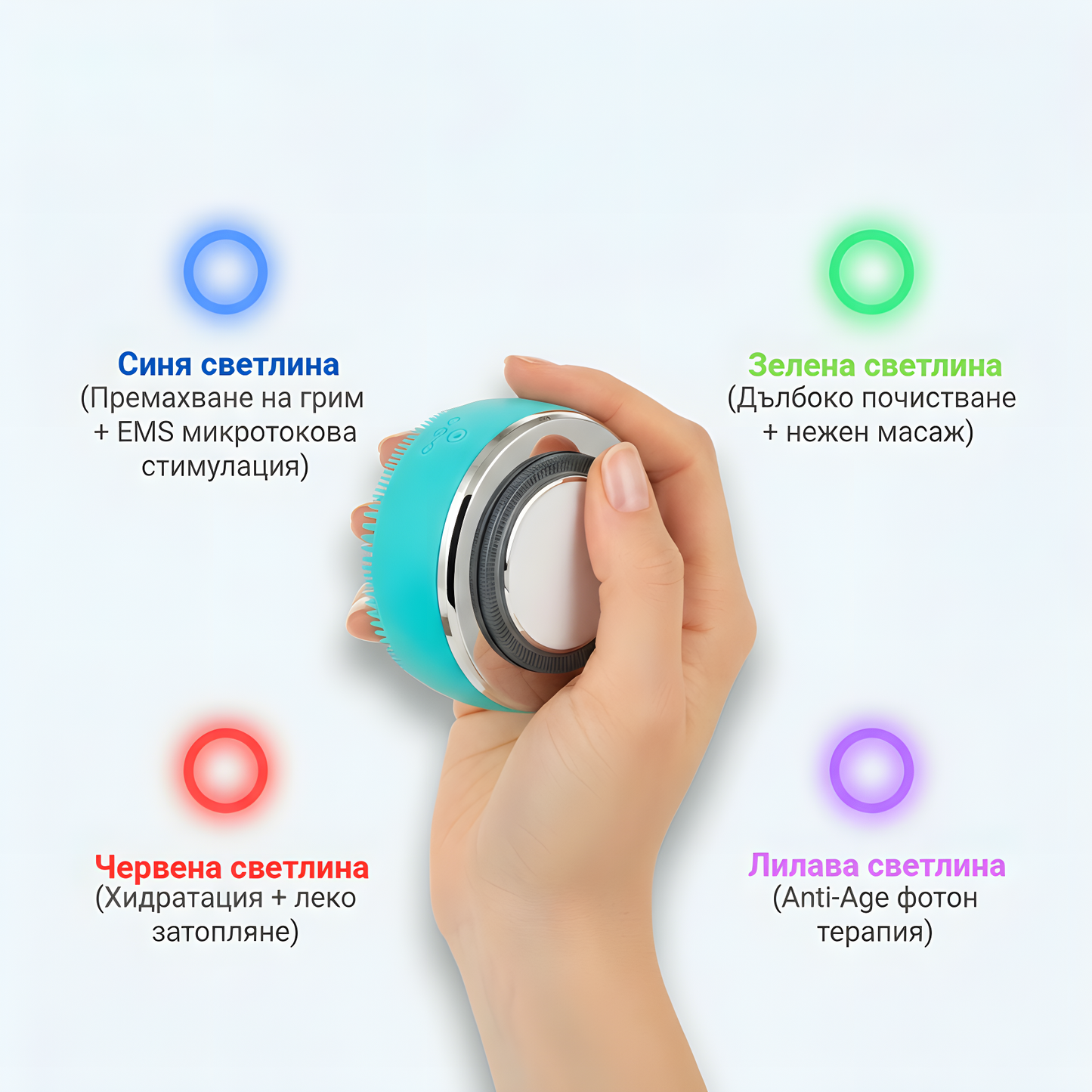 beMe Козметичен уред за лице – 4 режима за почистване, хидратация и anti-age грижа